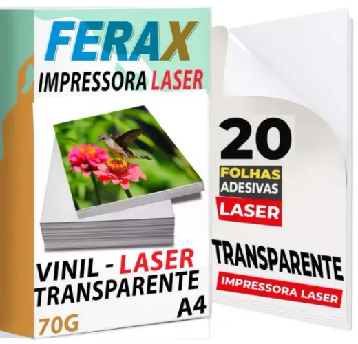 Vinil Adesivo Transparente A4 Laser Ferax 20 Folhas