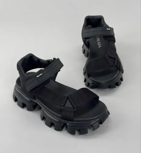Sandália Prada, preta, original, sandália tratorada masculina 