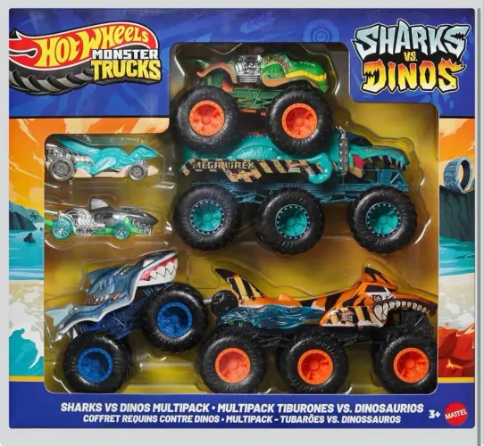 Hot Wheels Monster Trucks Tubarões Shark Set