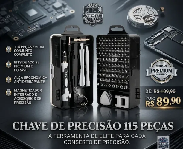 KIT CHAVE DE PRECISÃO 115 PEÇAS - PROFISSIONAL.