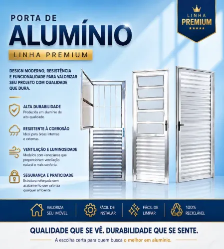 porta de aluminio linha 25 premium brilhante pagamento no momento da entrega