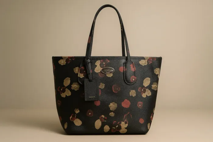 Bolsa Original Coach de couro, com estampa floral.