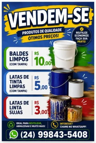 Vendo baldes e lata limpa com tampa