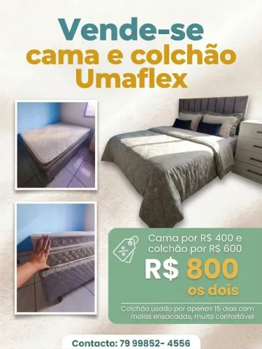 Cama de casal box e colchão ortopédico Umaflex