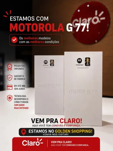 Estoque Motorola Moto G77 em até 18x Sem Juros + Desconto no Pós Claro!