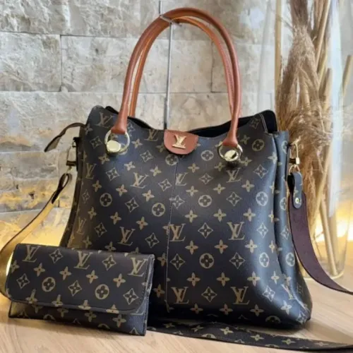Kit Bolsa Louis Vuitton Feminina Monogram com Carteira - Alça Dupla de Ombro e Transversal