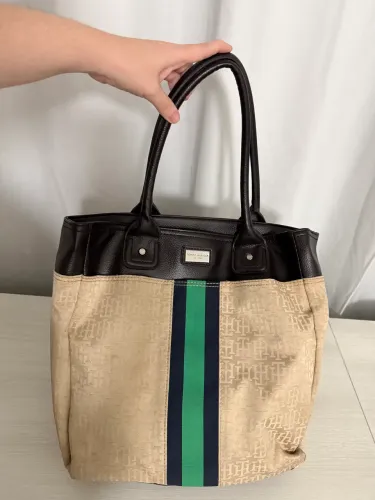 Bolsa de ombro Tommy Hilfiger bege