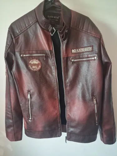 Jaqueta masculina vintage de couro pu 