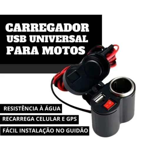 Tomada para Moto USB 12V Motocicleta Acendedor Carregado
