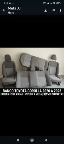 Jogo de bancos Toyota Corolla ano 2020 até 2025