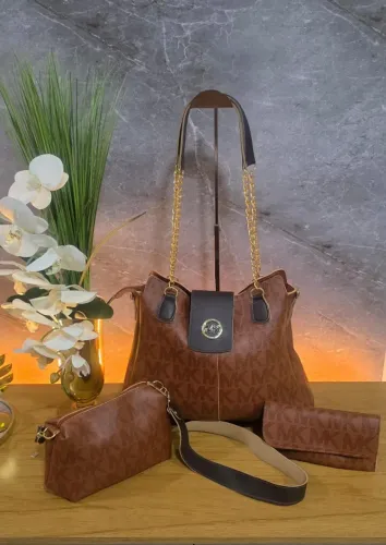 Bolsa Michael Kors (40x30x13) Kit 3 Peças - (Grande espaçosa + Bolsa transversal + Carteir