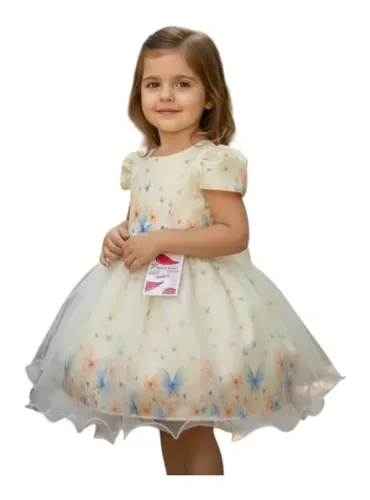 VESTIDO INFANTIL LUXO FESTA AMARELO - NOVO