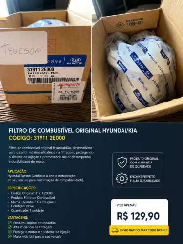 Filtro de Combustível Original Hyundai Kia Tucson 31911-2E000