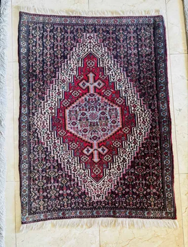 Tapete Persa Oriental Senneh Feito À Mão - 1,03 X 0,75
