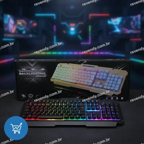 Teclado com fio - luz led RGB e cabo resistente - entrega grátis