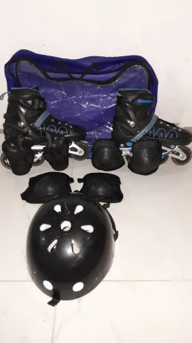 Kit Patins Sports Completo + Capacete, Proteções e Bolsa Original