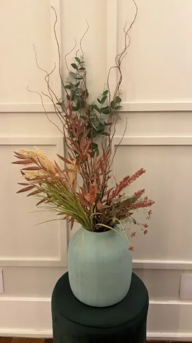 Vaso verde Decorativo com Plantas Artificiais