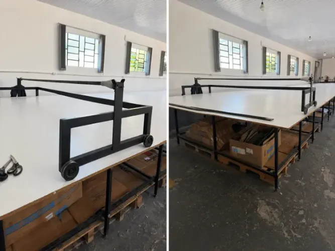 Mesa de talhação 12m x 2,75m - Acompanha carrinho enfestadeira