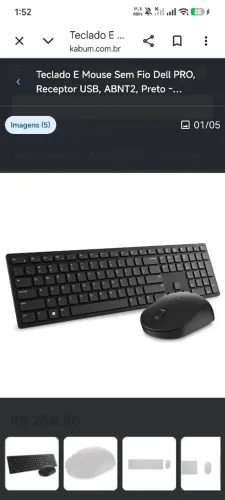 Kit teclado e mouse Dell Pro KM5221W