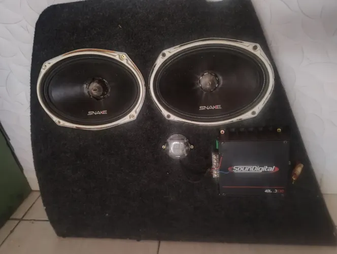 Auto falante snake 69+ voltímetro+ módulo soundigital 400