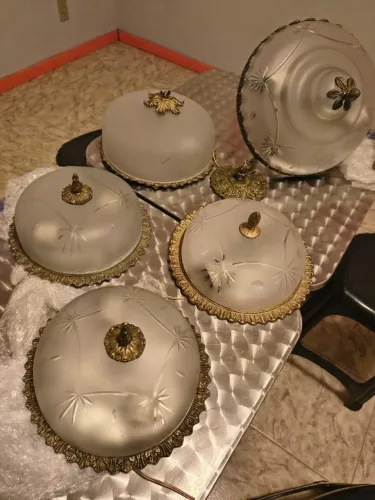 Conjunto de 5 luminárias de bronze - anos 1950