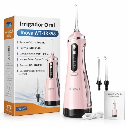Irrigador Oral Portátil Inova WT-13358 (Limpeza Profunda e Eficiente)