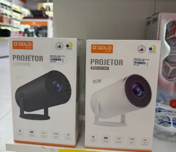 Projetor de vídeo.