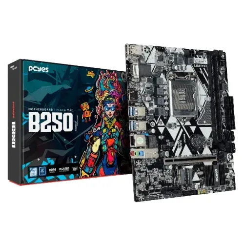 PLACA MAE PCYES B250 LGA1151 2XDDR4 (MAX 64GB) M.2 NVME 4XUSB 3.2 2XUSB 2.0 REDE 1000 HDMI