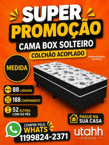 CAMA BOX SOLTEIRO COLCHÃO EMBUTIDO NO BOX