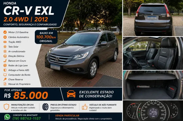 Honda CR-V EXL 2.0 16V 4wd/2.0 Flexone Aut. 2012