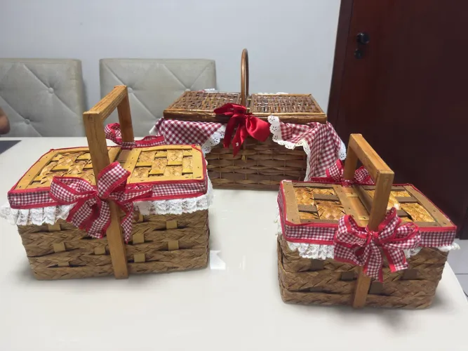 Kit com 3 cestas para piquenique - Chapeuzinho Vermelho
