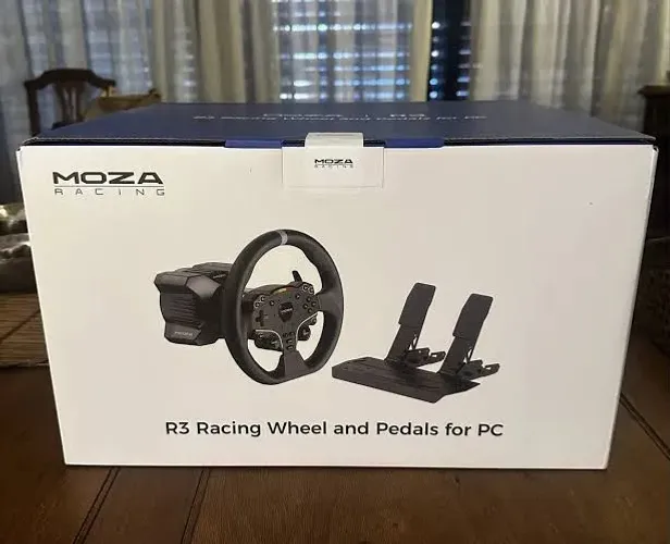 Volante simulador Moza R3 pc com kit freio