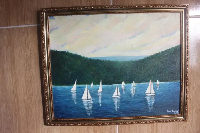Paisagem de Veleiros No litoral 50x40