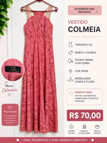 Vestido longo com transparência, marca Oitava Estação GG