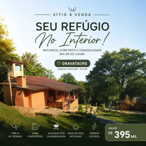 Sítio à venda em Gravataí/RS - Parque Itacolomi | RS-020 (Parada 84)