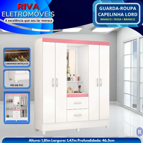 Guarda-roupa capelinha Lord 4 Portas | Sem entrada | 10x no crediário próprio da loja