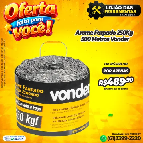 Arame Farpado 250Kg 500 Metros Vonder