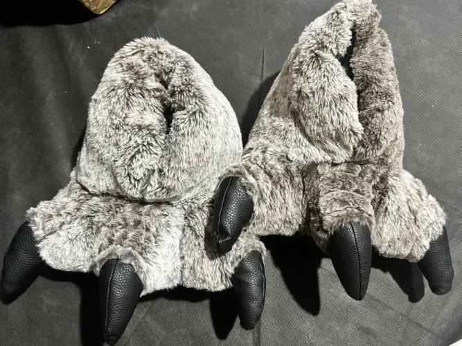 Pantufa Pata De Urso Dinossauro 3D Super Macia E Quentinha