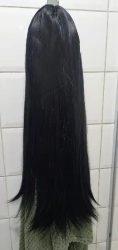 Peruca Lace Preta Orgânica Lisa Idêntico Ao Humano