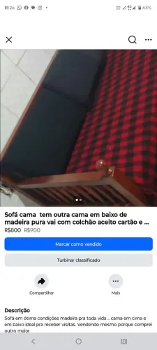 Sofá cama perfeito estado vai com colchão.. Aceito cartão