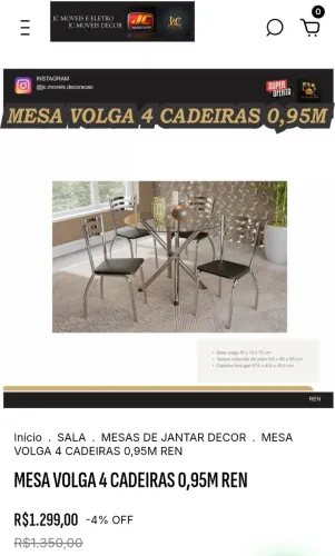 MESA VOLGA CROMADA TAMPO DE VIDRO