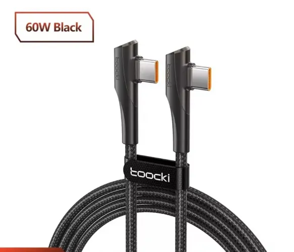 CABO USB-C 90° TOOCKI 60W 1 METRO- CARREGAMENTO RÁPIDO