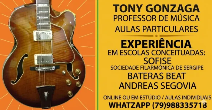 Aulas individuais de guitarra, violino, baixo ou violão