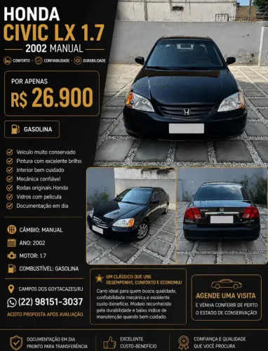 Honda Civic Sedan LX 1.7 16V 115cv Mec. 4P 2002