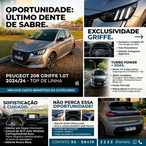 Peugeot 208 Griffe 1.0 Tubo Flex 5P Aut. 2024