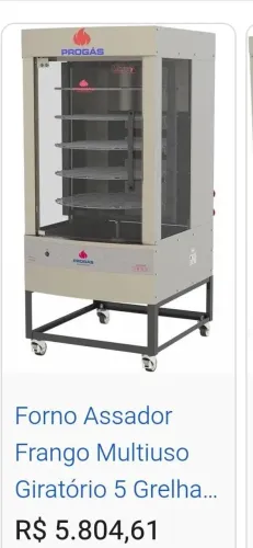 Máquina de assar frango ,5 bandejas ,usada mas funcionando e em bom estado .Valor $3,500