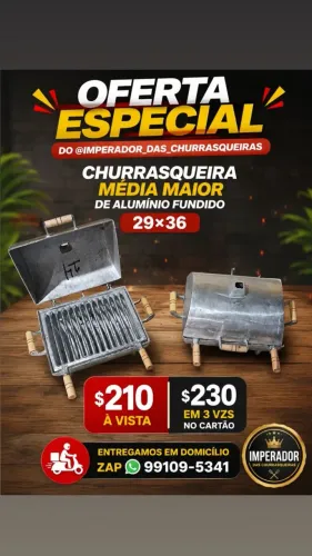 Churrasqueira Média Maior de Alumínio fundido 29×36
