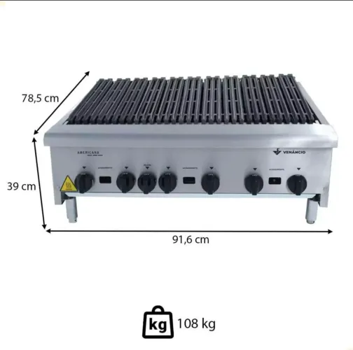 Charbroiler Venâncio CGG90 90 cm - 6 Queimadores - Novo na Caixa