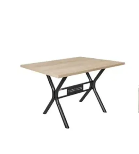 Mesa jantar retagular Craqueado Preto/Junco Manteiga