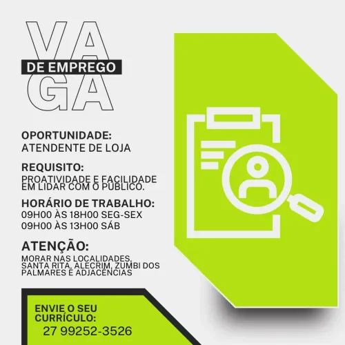 Oportunidade de Emprego: Atendente de Loja